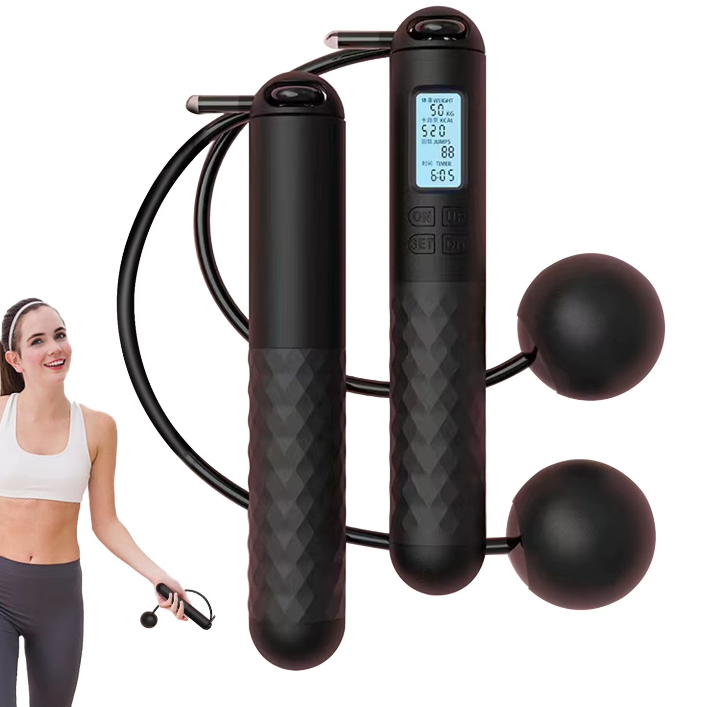 Weighted Skipping Rope Fitness Ropeless Jump Rope with Countersmart Cordless Counting Skipping Rope for Fitness Accessories